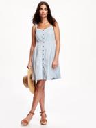 Old Navy Fit & Flare Chambray Midi Dress For Women - Light Wash