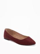 Old Navy Sueded Pointy Ballet Flats For Women - Oxblood