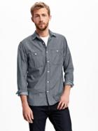 Old Navy Classic Slim Fit Pocket Shirt For Men - Railroad Stripe