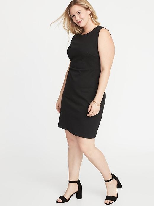 Slub-knit Ponte Plus-size Sheath Dress