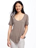 Old Navy Relaxed Curved Hem Tee For Women - Tan Heather