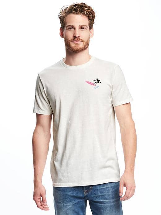 Old Navy Graphic Crew Neck Tee For Men - Sea Salt
