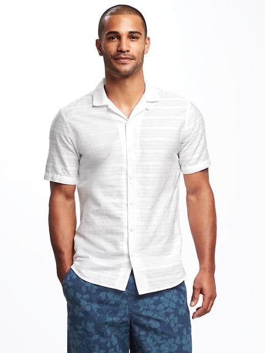 Old Navy Slim Fit Dobby Shirt For Men - Bright White
