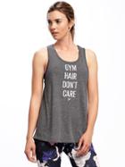 Old Navy Go Dry Graphic Twist Back Tank For Women - Heather Gray