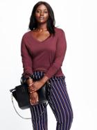 Old Navy Relaxed V Neck Plus Size Tee Size 1x Plus - Marion Berry