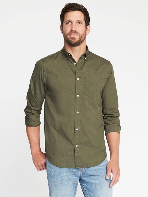 Old Navy Regular Fit Poplin Shirt For Men - Through The Trees
