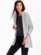 Old Navy Open Front Cable Knit Cardigan Size L - Grey Marl