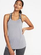 Old Navy Womens Semi-fitted Strappy Mesh-back Tank For Women Heather Gray Size S