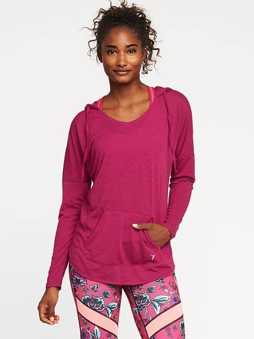 Old Navy Go Dry Slub Knit Hoodie For Women - Raspberry Twist