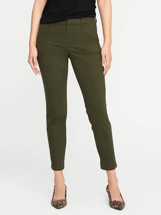 Old Navy Mid Rise Sateen Utility Pixie Chinos For Women - Royal Pine
