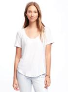 Old Navy Luxe Curved Hem Tee For Women - Cream