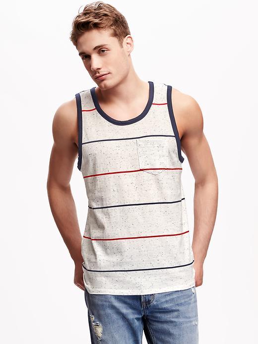 Old Navy Textured Colorblock Pocket Tank For Men - Navy Stripe