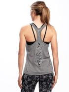 Old Navy Go Dry Semi Fitted Graphic Racerback Tank For Women - Carbon