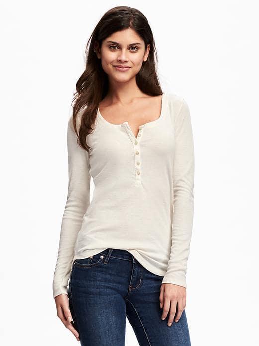 Old Navy Rib Knit Henley For Women - Creme De La Creme