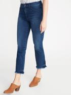 High-rise Secret-slim Raw-edge Flare Ankle Rockstar Jeans For Women