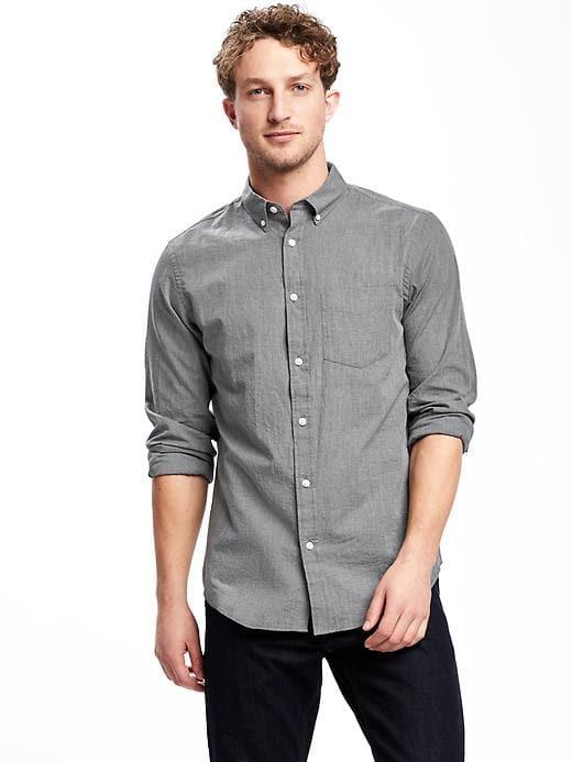 Old Navy Mens Regular-fit Poplin Shirt For Men Chrome Gray Size S
