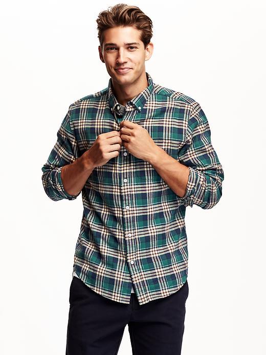 Old Navy Mens Slim Fit Plaid Flannel Shirt Size Xxl Big - Night Dive