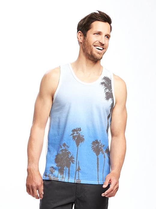 Old Navy Graphic Tank For Men - White/palm