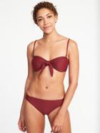 Old Navy Womens Knotted-tie Swim Top For Women Golly Gee Garnet Size Xl