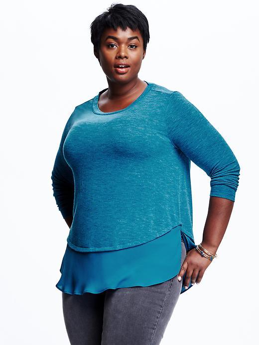 Old Navy Womens Plus Chiffon Hem Sweater Knit Tee Size 1x Plus - Pacific Rim