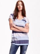 Old Navy Supersoft Dolman Sleeve Tunic Tee - Blue Combo