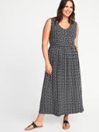Old Navy Womens Empire-waist Plus-size V-neck Maxi Dress Black Geo Size 3x