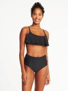 Old Navy Womens Ruffle-trim Swim Top For Women Ebony Size Xxl