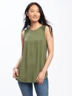 Old Navy High Neck Lace Trim Swing Tank For Women - I Think Olive