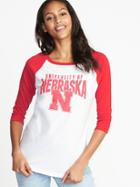 Old Navy Womens College-team 3/4-length Raglan Tee For Women Nebraska Corn Size S