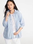 Old Navy Womens Lightweight Canvas Jacket For Women Chambray Blue Size L