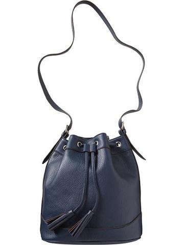 Old Navy Old Navy Womens Faux Leather Tasseled Bucket Bags - Navy