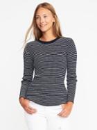 Old Navy Rib Knit Zip Back Sweater For Women - Navy Stripe