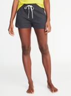 Old Navy Womens French-terry Drawstring Shorts For Women Dark Charcoal Gray Size L