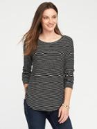 Old Navy Womens Relaxed Plush-knit Tee For Women O.n. New Black Stripe Size M