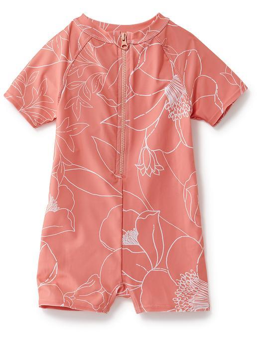 Old Navy Floral One Piece Rashguard - Live Coral Floral