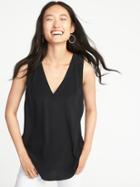 Old Navy Womens Relaxed Sleeveless V-neck Top For Women Black Size L