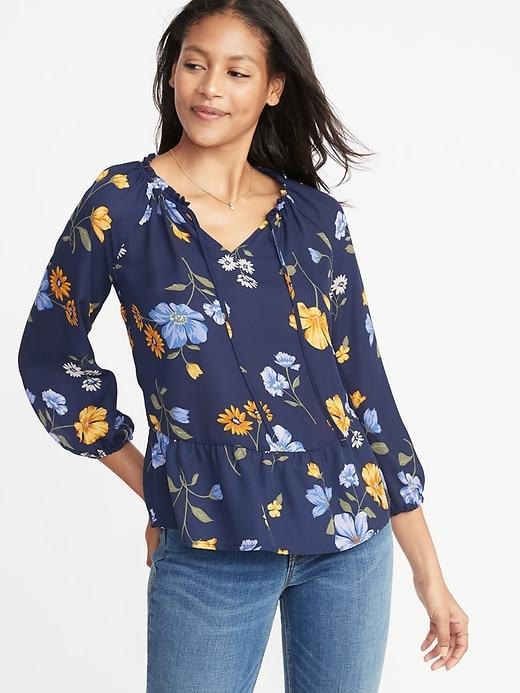 Old Navy Womens Boho Georgette Swing Top For Women Navy Floral Size M