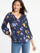 Old Navy Womens Boho Georgette Swing Top For Women Navy Floral Size M
