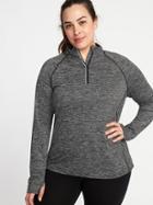 Old Navy Womens Mock-neck 1/4-zip Plus-size Performance Pullover Soft Black Stripe Size 2x