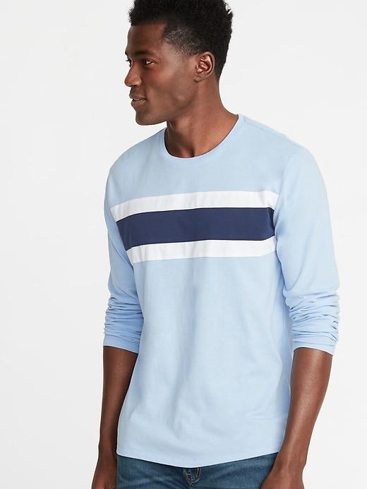 Color-blocked Chest-stripe Tee For Men