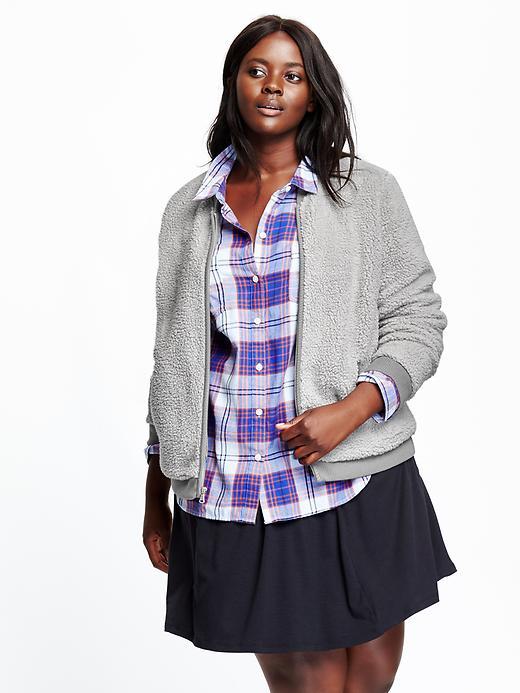 Old Navy Womens Plus Faux Shearling Bomber Jacket Size 1x Plus - Glimmer Grey