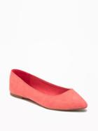 Old Navy Sueded Pointy Ballet Flats For Women - Coral Pink