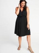 Old Navy Womens Sleeveless Plus-size V-neck Swing Dress Black Size 2x