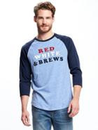 Old Navy Graphic Raglan Sleeve Tee For Men - Light Blue