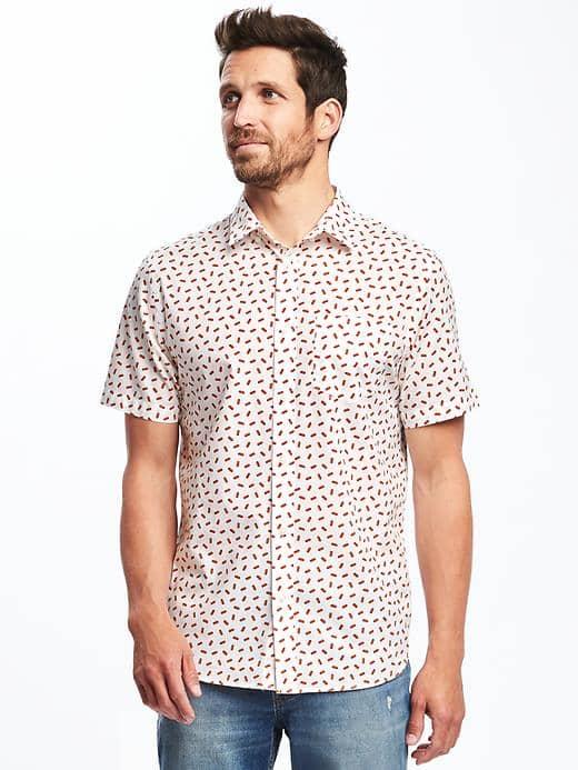 Old Navy Slim Fit Soft Washed Classic Shirt For Men - Hot Dog