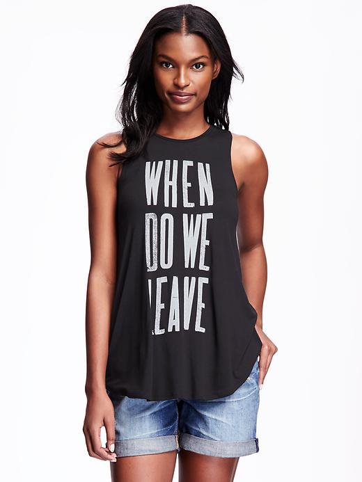 Old Navy Graphic High Neck Tank For Women - Blackjack