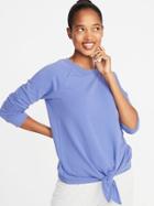 Relaxed French-terry Tie-front Sweatshirt For Women