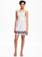 Old Navy Fit & Flare Cutwork Dress - White