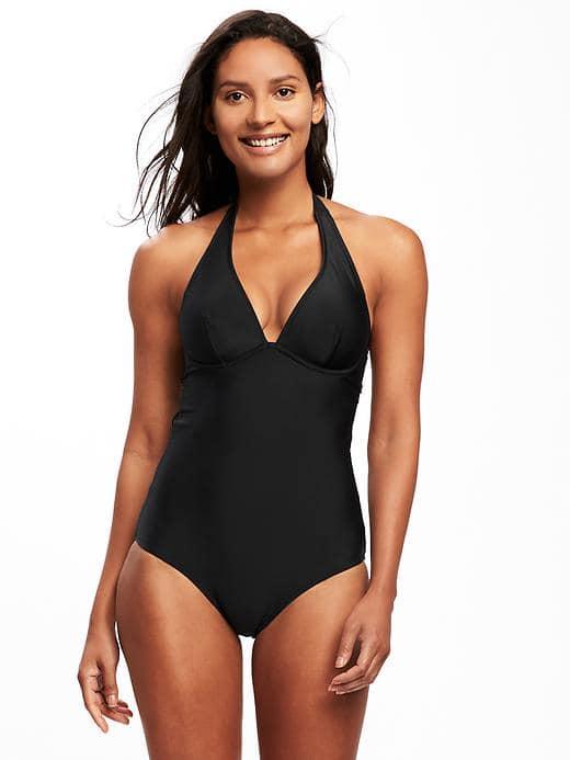 Old Navy Halter Underwire Swimsuit For Women - Ebony