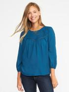 Old Navy Relaxed Lace Yoke Top For Women - Very Tealented